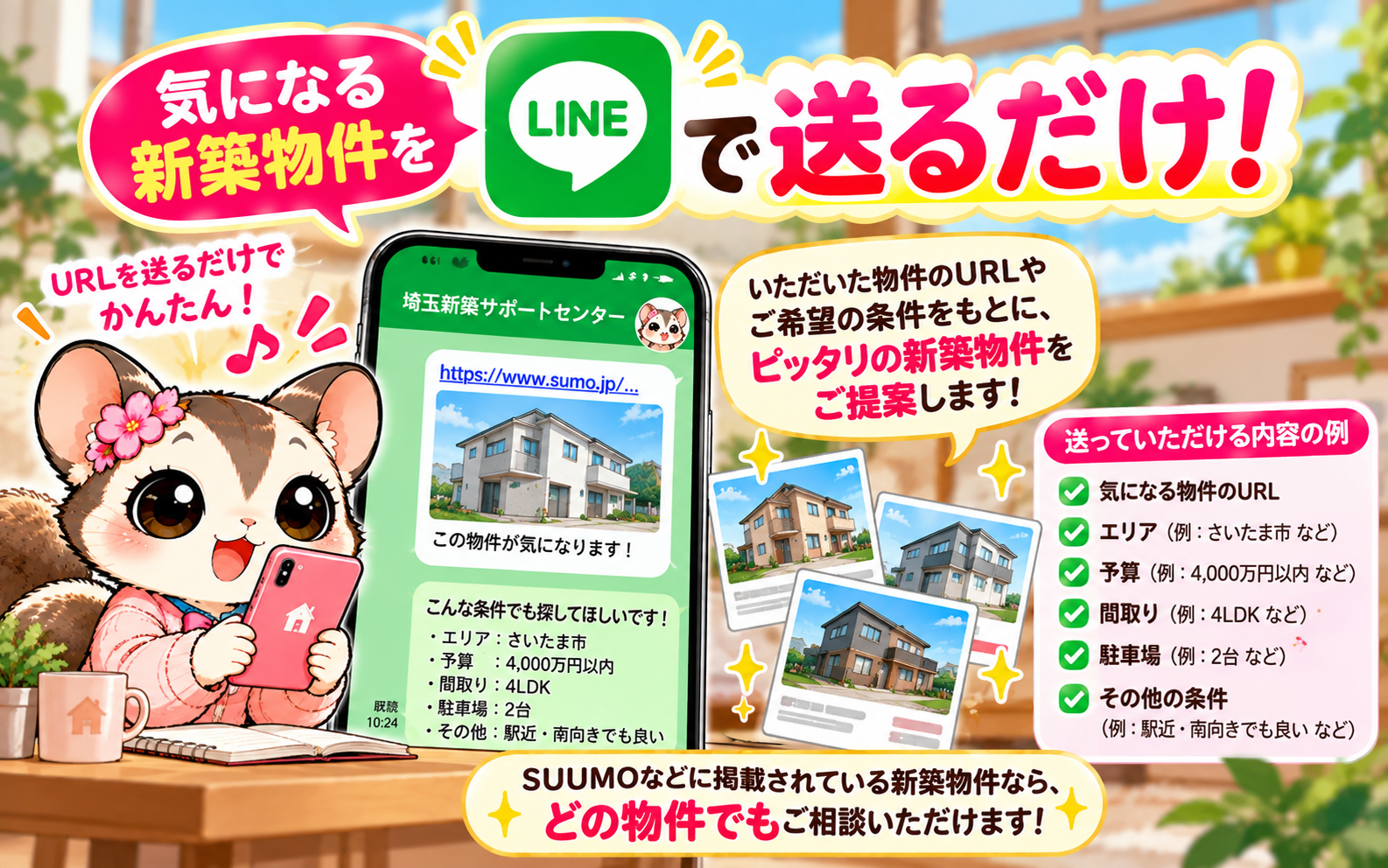 気になる物件URLをLINEで送るだけ