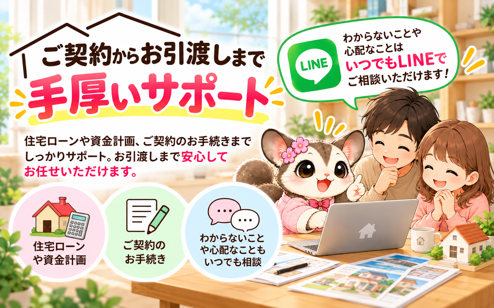 ご契約からお引渡しまで手厚いサポート